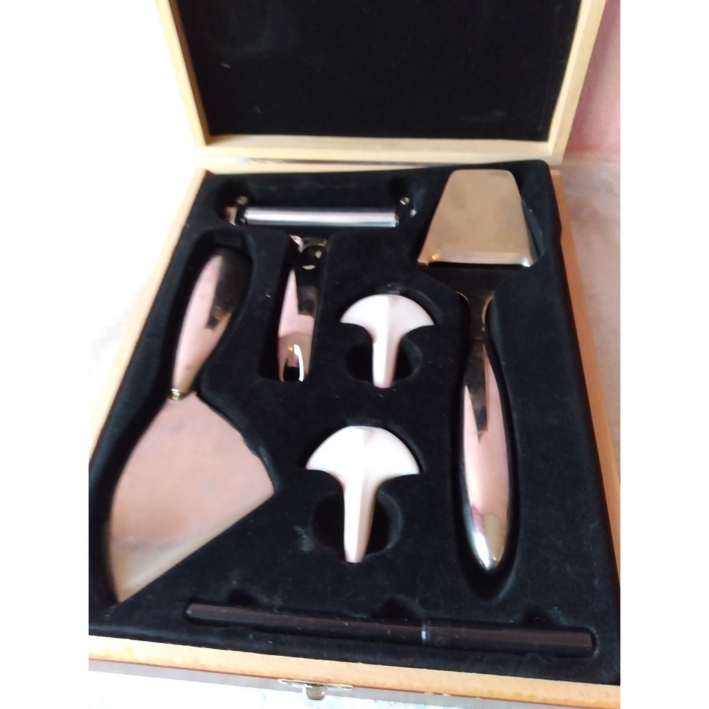 Dalla‎ Piazza Switzerland Cheese Knife Serving Set Wood Box Stainless Steel